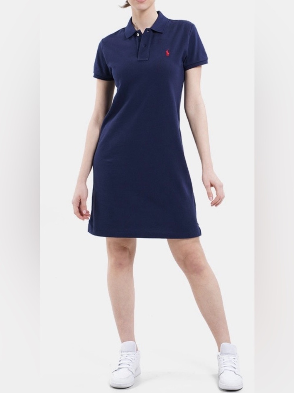 Polo by Ralph Lauren Navy Polo Mini Dress with Red Pony 100% Cotton - L